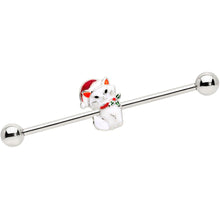 Load image into Gallery viewer, 14G Cat Santa Hat Christmas Industrial Barbell 38mm