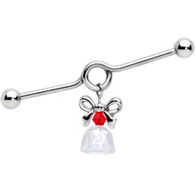 Load image into Gallery viewer, 14G Clear Red Gem Bell Christmas Dangle Project Barbell 38mm