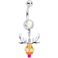 Load image into Gallery viewer, Aurora Red Gem Reindeer Christmas Dangle Belly Ring