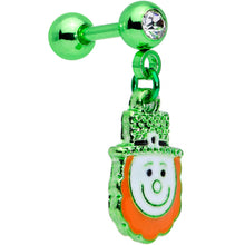 Load image into Gallery viewer, 16G 1/4 Green Gem Leprechaun St Patricks Day Dangle Cartilage