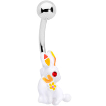 Load image into Gallery viewer, Red Gem White Easter Rabbit Belly Ring