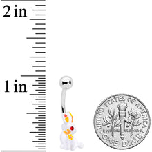 Load image into Gallery viewer, Red Gem White Easter Rabbit Belly Ring
