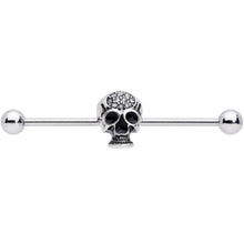 Load image into Gallery viewer, 14G Clear Gem Angular Skull Halloween Industrial Barbell 38mm