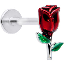 Load image into Gallery viewer, 16G 5/16 Rose Red Flower Valentines Day Labret Monroe Tragus
