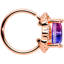 Load image into Gallery viewer, 20G 5/16 Rose Gold Tone Purple Tourmaline Elegant Nose Hoop