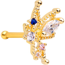 Load image into Gallery viewer, 20G 1/4 Clear CZ Gem Gold Tone Star Angel Christmas Nose Bone