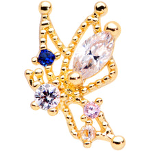 Load image into Gallery viewer, 20G 1/4 Clear CZ Gem Gold Tone Star Angel Christmas Nose Bone