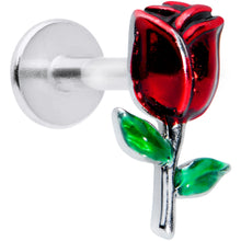 Load image into Gallery viewer, 16G 1/4 Red Rose Flower Valentines Day Labret Monroe Tragus