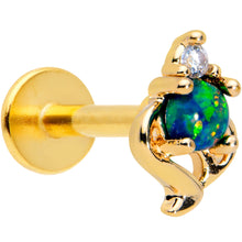 Load image into Gallery viewer, 16G 1/4 Blue Synthetic Opal Gold Tone Twist Labret Monroe Tragus