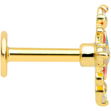 Load image into Gallery viewer, 16G 1/4 Clear CZ Gem Gold Tone Color Crest Labret Monroe Tragus