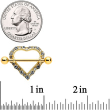 Load image into Gallery viewer, 14G 9/16 Clear Gem Gold Tone Heart Valentines Nipple Shield Set