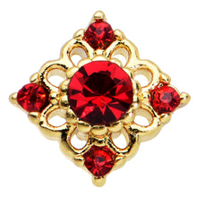 Load image into Gallery viewer, 20G 1/4 Red Gem Gold Tone Regal Rhombus Nose Bone