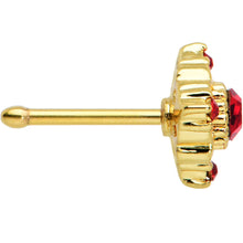 Load image into Gallery viewer, 20G 1/4 Red Gem Gold Tone Regal Rhombus Nose Bone