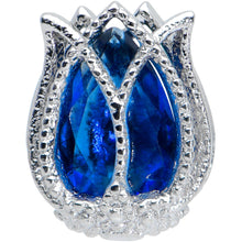 Load image into Gallery viewer, 16G 5/16 Blue Gem Tulip Petals Flower Labret Monroe Tragus