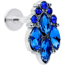 Load image into Gallery viewer, 16G 1/4 Blue CZ Gem Fountain Labret Monroe Tragus