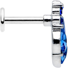 Load image into Gallery viewer, 16G 1/4 Blue CZ Gem Fountain Labret Monroe Tragus