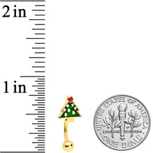 Load image into Gallery viewer, 16G 5/16 Red Gem Gold Hue Star Christmas Tree Curved Eyebrow Ring