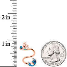 Load image into Gallery viewer, Aqua Gem Rose Gold Tone Gazing Mermaid Spiral Twister Belly Ring