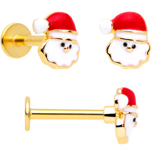 Load image into Gallery viewer, 16G 5/16 Gold Tone Candy Cane Santa Tree Labret Tragus Set of 3
