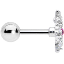 Load image into Gallery viewer, 16G 1/4 Clear Pink Green Gem Snowflake Cartilage Tragus Earring