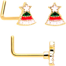 Load image into Gallery viewer, 20G 5/16 Gold Hue Santa Christmas Nose Hoop Bone L Shape Set of 3