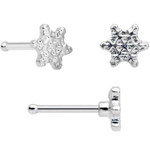 Load image into Gallery viewer, 20G 5/16 Clear Gem Snowflake Stocking Nose Bone Hoop Set of 3