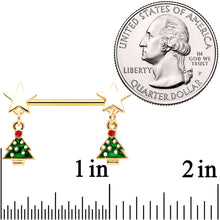 Load image into Gallery viewer, 14G 9/16 Red Gem Gold Tone Star Christmas Tree Nipple Ring Set
