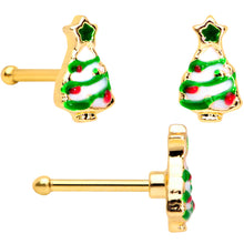 Load image into Gallery viewer, 20G 1/4 Gold Tone Santa Tree Wreath Christmas Nose Bone Set of 3