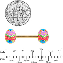 Load image into Gallery viewer, 14G 9/16 Gold Tone Painted Easter Egg Barbell Nipple Ring Set