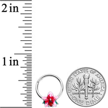 Load image into Gallery viewer, 16G 3/8 Red Gem Exotic Flower Hinged Segment Ring