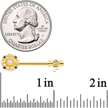 Load image into Gallery viewer, 14G 9/16 White Synthetic Opal Gold Tone Key Nipple Ring Set