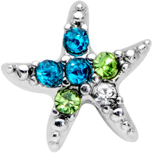 Load image into Gallery viewer, 20G 5/16 Clear Blue Green Gem Glam Starfish Nose Hoop