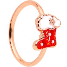 Load image into Gallery viewer, 20G 5/16 Rose Gold Tone Red Christmas Stocking Nose Hoop