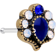 Load image into Gallery viewer, 20G 1/4 Clear Blue Gem Heirloom Teardrop Nose Bone