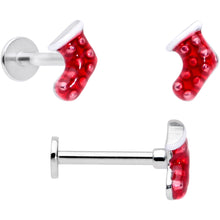 Load image into Gallery viewer, 16G 5/16 Snowflake Mitten Stocking Christmas Labret Set of 3