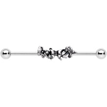 Load image into Gallery viewer, 14G Clear Gem Butterfly Array Flower Industrial Barbell 38mm