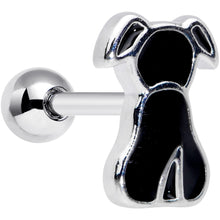 Load image into Gallery viewer, 16G 1/4 Black Sitting Dog Cartilage Tragus Earring