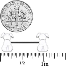 Load image into Gallery viewer, 14G 9/16 White Sitting Dog Barbell Nipple Ring Set