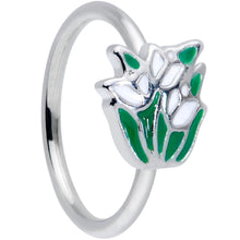 Load image into Gallery viewer, 18G 3/8 Springtime White Tulip Flowers Nose Hoop