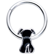 Load image into Gallery viewer, 16G 3/8 Black Sitting Dog Hinged Segment Ring