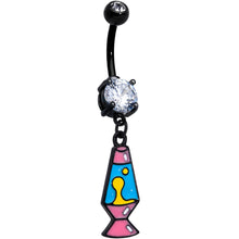 Load image into Gallery viewer, Clear CZ Gem Black Retro Lava Lamp Dangle Belly Ring