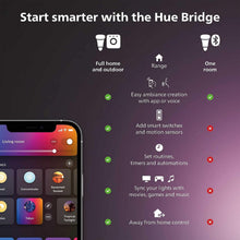 Load image into Gallery viewer, NEW Philips Hue Starter Kit: (3) E26 LED Smart Bulbs (75W) + Smart Button - Adjustable Color and Brightness, Voice Control, Easy Setup
