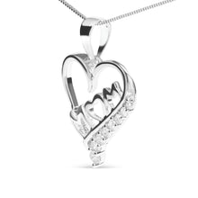 Load image into Gallery viewer, .925 Sterling Silver 1/4 Cttw Diamond "Mom" and Open Heart 18" Pendant Necklace (I-J Color, I2-I3 Clarity)