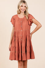 Load image into Gallery viewer, Lace Detail Ruffled Button Down Tiered Dress For Women – Romantic, Fluttering, Trendy, Elegant, Boho, Feminine & Whimsical Style