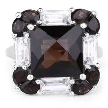 Load image into Gallery viewer, 7.43 Carat Genuine Smoky Quartz & White Topaz .925 Sterling Silver Ring