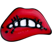 Load image into Gallery viewer, 18G 3/8 Black Red Sneering Bite Lips Nose Hoop