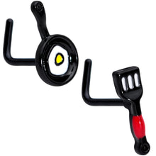 Load image into Gallery viewer, 20G 7mm Black Spatula Kitchen Cooking L Shape Nose Ring Set of 2