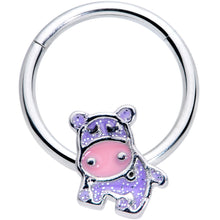 Load image into Gallery viewer, 16G 3/8 Happy Purple Hippo Hinged Segment Ring
