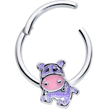 Load image into Gallery viewer, 16G 3/8 Happy Purple Hippo Hinged Segment Ring