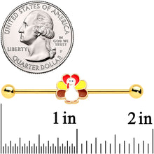 Load image into Gallery viewer, 14G Gold Tone Turkey Time Holiday Industrial Barbell 38mm